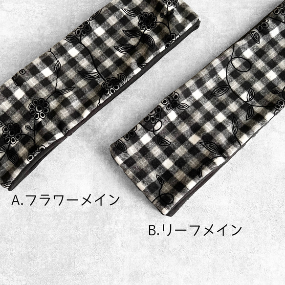 起毛ギンガムチェック フロッキープリント×ふんわり包み込むフリース マフラー 5枚目の画像
