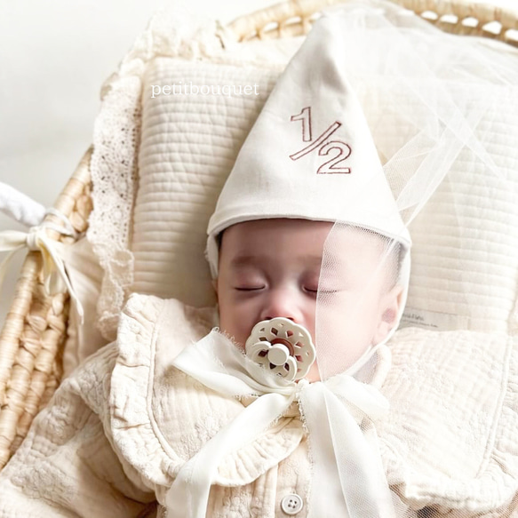 ハーフバースデーパーティーハット》王冠 ベビークラウン リボン