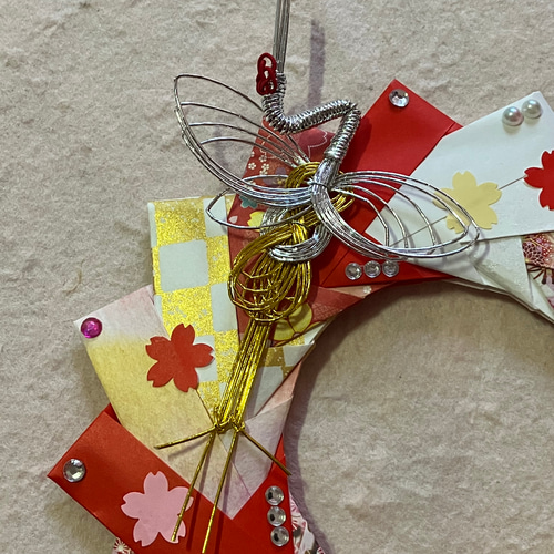 1点のみ>折り紙お正月リース＊つる リース ケロティ(只今、発送まで10