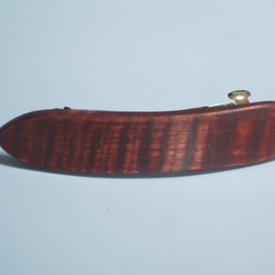 木製バレッタ　トチの木チジミ杢　ワインレッド色 2枚目の画像