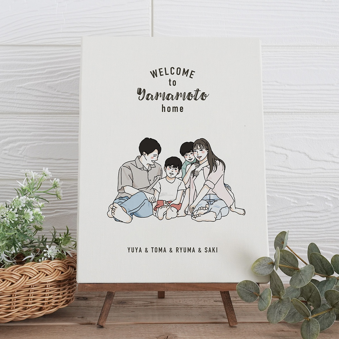 似顔絵 イラスト 新築祝い キャンバスアート 家族 ファミリー バレンタイン 敬老の日