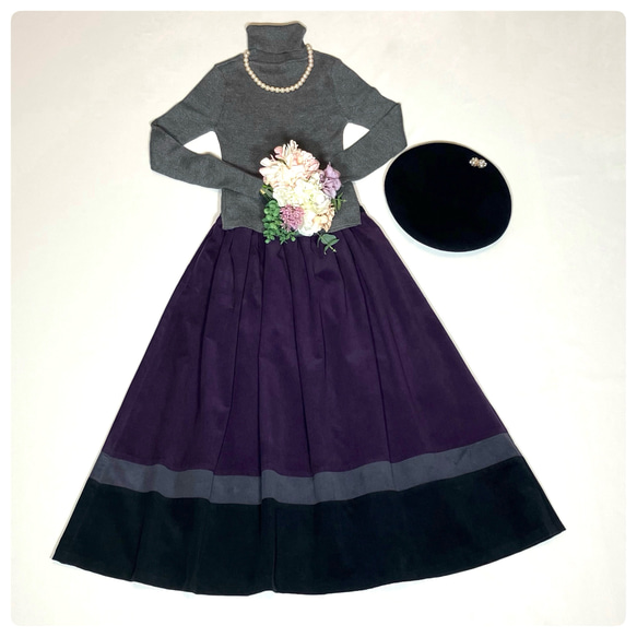 冬の新作♡紫とブラックとグレーのコーデュロイスカートbyAki［A-2328］ 1枚目の画像