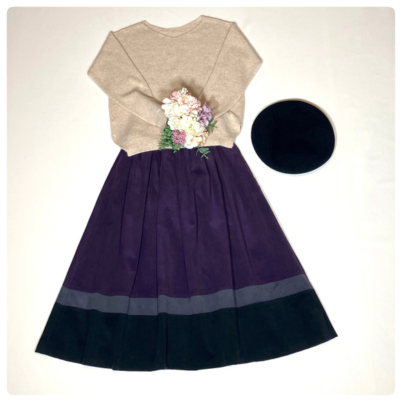 冬の新作♡紫とブラックとグレーのコーデュロイスカートbyAki［A-2328］ 2枚目の画像