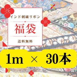 インド刺繍リボン  アソート【1m×30本】ハンドメイド素材 (送料込) 1枚目の画像