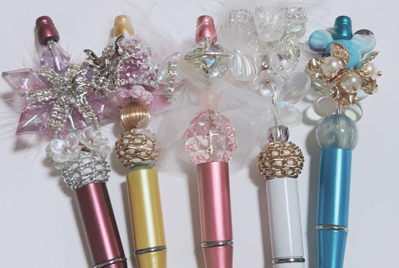 【匿名配送】 アロマストーン イヤリング カスタムボールペン クリスタル ストーン キラキラボールペン01 【Vカットストーン入り