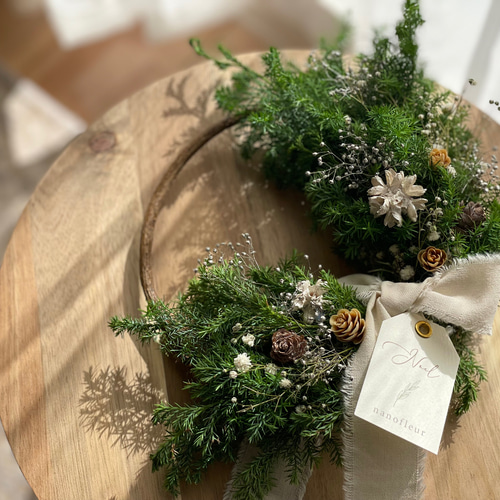 ドライフラワーのハーフリース クリスマスリース ドライフラワーのハーフリース クリスマスリース