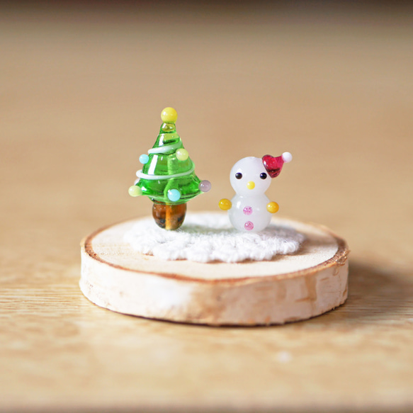 クリスマス雑貨】ガラス細工ツリー&雪だるま