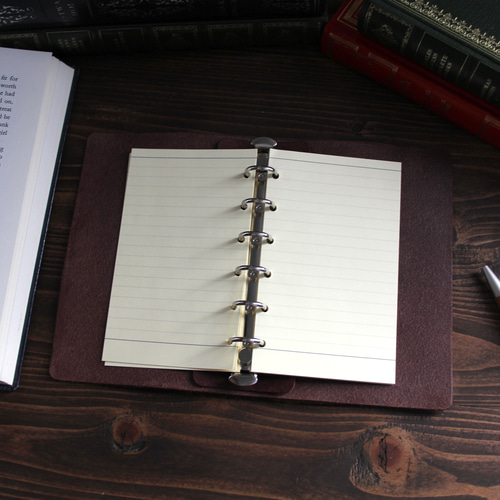 名入れ無料・送料無料】ミニ6穴 システム手帳【モスグレー】手書きの