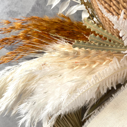 ドライフラワーしめ飾り1 バンクシアとパンパスのしめ縄飾り お正月の