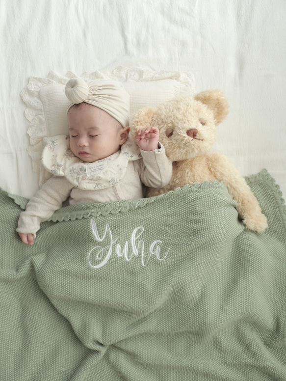 完売】大人気再販♡名入れ刺繍 コットンブランケット プレゼント  