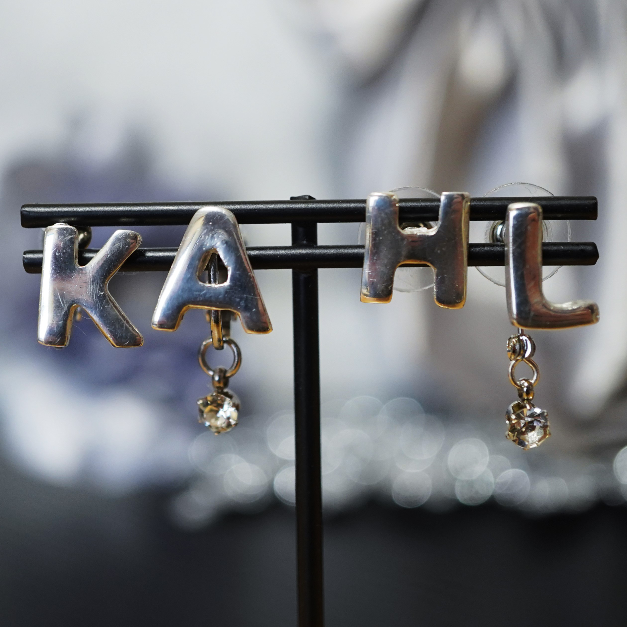 English letters ピアス・イヤリング / シンプル / シルバー / 英字 (#10255100)