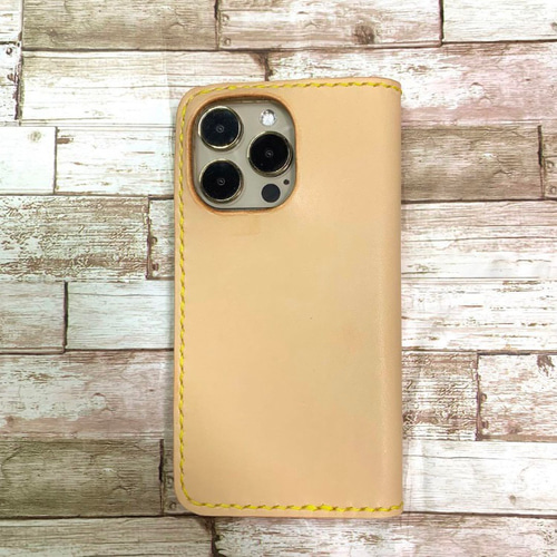 ヌメ革 ナチュラル iPhoneケース スマホケース 手帳型 本革 経年変化