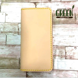 ヌメ革　ナチュラル　iPhoneケース　スマホケース　手帳型　本革　経年変化 2枚ポケット付き ヌメ革iPhoneケース ナチュラル スマホケース