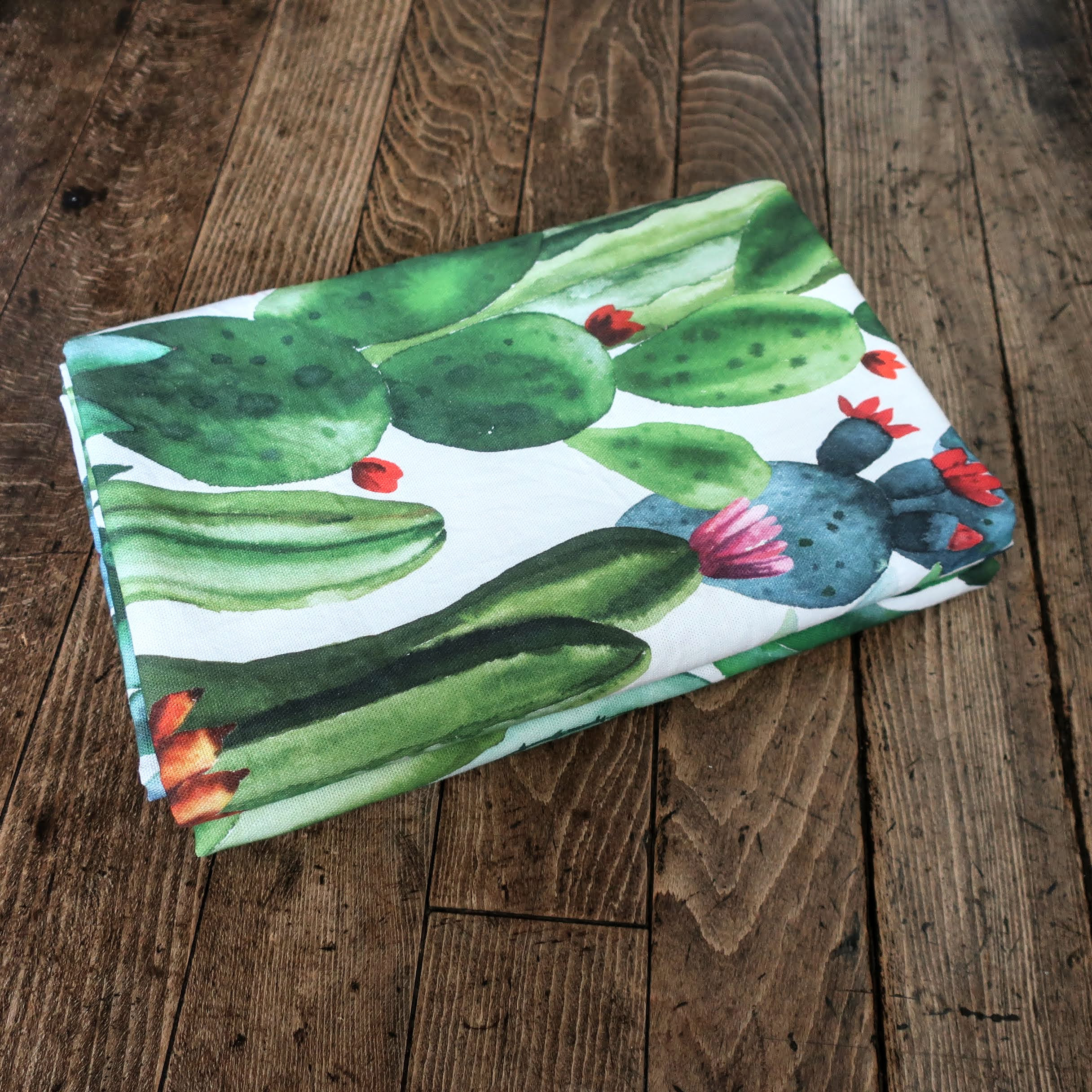 コットンのフラットシーツ/サボテン柄/布団用シングル 幅135cm×長さ250cm/綿（コットン）100％