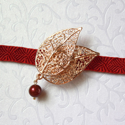 ●帯留/帯留め leaf red 5枚目の画像