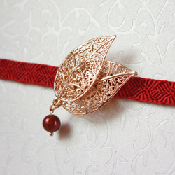●帯留/帯留め leaf red 7枚目の画像