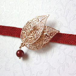 ●帯留/帯留め leaf red 6枚目の画像