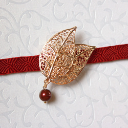 ●帯留/帯留め leaf red 3枚目の画像