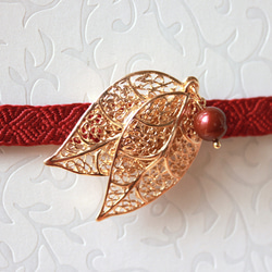 ●帯留/帯留め leaf red 9枚目の画像