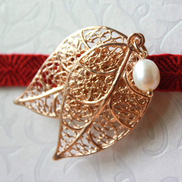 ●帯留/帯留め leaf pearl 9枚目の画像