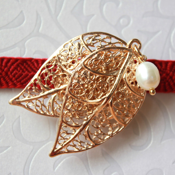 ●帯留/帯留め leaf pearl 8枚目の画像