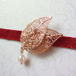 ●帯留/帯留め leaf pearl 6枚目の画像