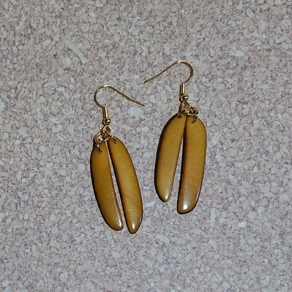 Tagua（タグア / ゾウゲヤシ）2連のピアス / イヤリング Y【Tag11