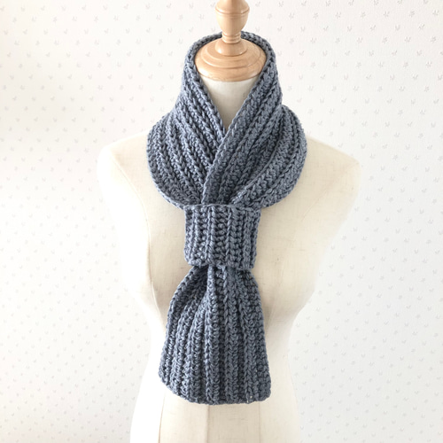 PRADA ニット編みマフラー グレー系 PRADA ニット編みマフラー グレー