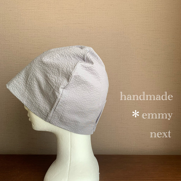 送料無料＊handmadeリップル帽子〈シンプルライトグレー〉ケアキャップ　ケア帽子　抗がん剤治療 3枚目の画像