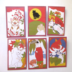 猫花札ぽち袋（1～12月）12枚セット「梅」（ちょっと違う絵柄です） 3枚目の画像