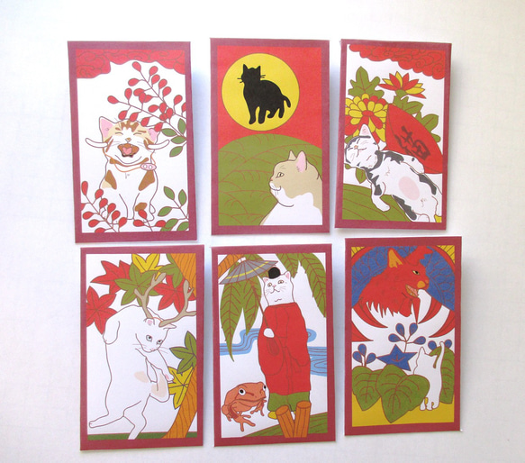 猫花札ぽち袋（1～12月）12枚セット「梅」（ちょっと違う絵柄です） 3枚目の画像