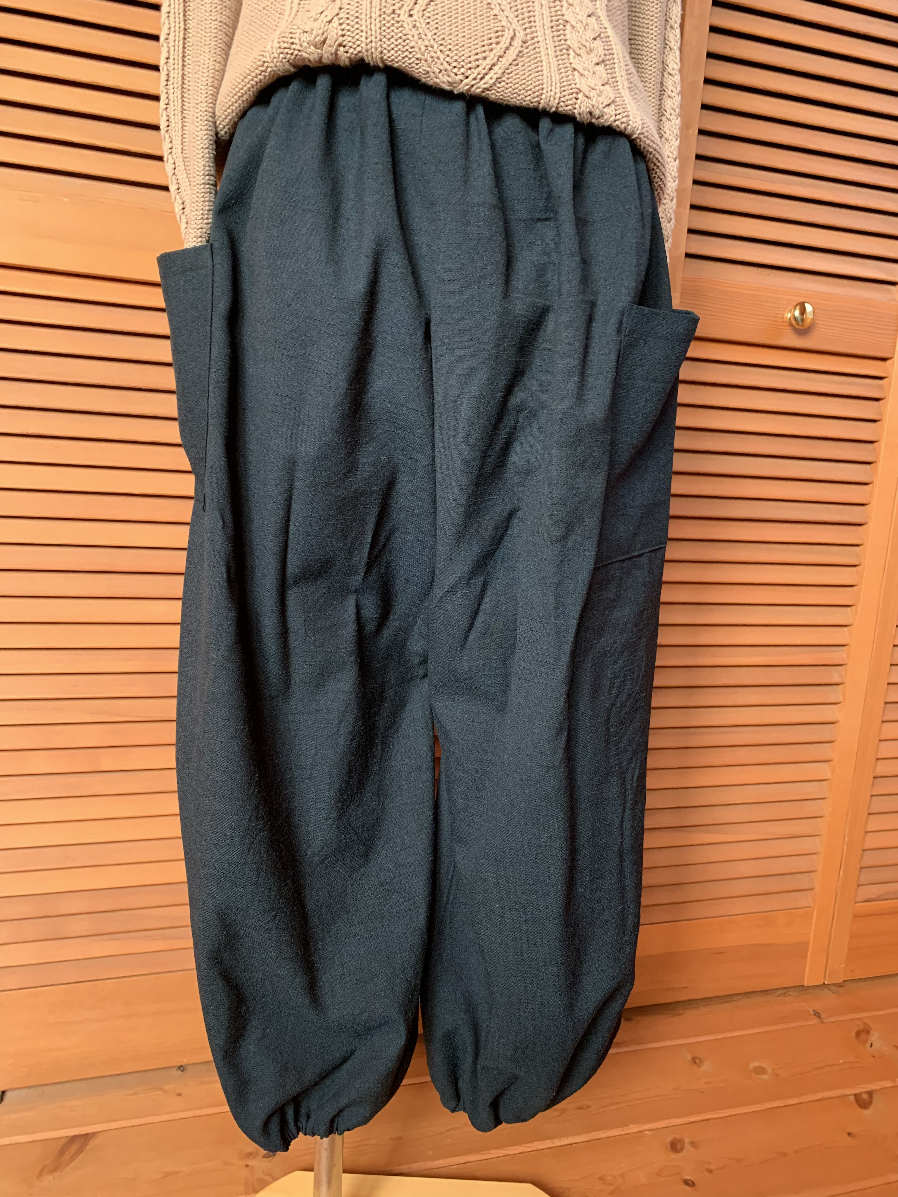 男女兼用 ウールのもんぺパンツ 総丈91cm 着物リメイク