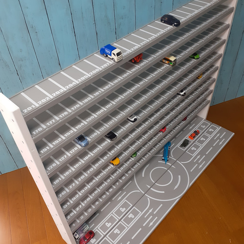 Nok11段100台トミカ収納棚ロータリー交差点付ミニカーホットウィール Nok様専用11段100台トミカ収納棚ロータリー交差点付ミニカー