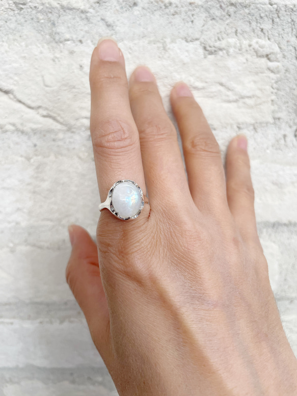 ★一点物★Rainbow moonstone　ring(sv) ★レインボームーンストーン★天然石 9枚目の画像