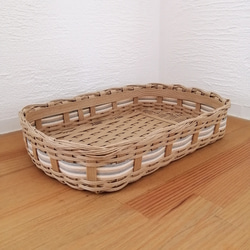 クラフトバンドの浅型楕円トレイ☆ナチュラルカラーがおしゃれなかご
