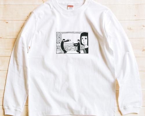 長袖Tシャツ『憧れのあの技・タイプA』男女兼用 ロンT ホワイト