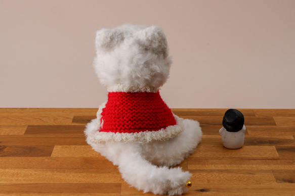 <再販>クリスマス双子のチビねこsmallサイズ<白猫ネージュと黒猫ネロ>サンタポンチョ付き　 11枚目の画像