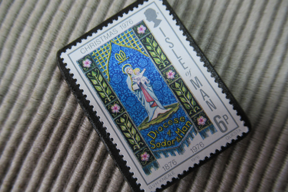 マン島　クリスマス切手ブローチ9132 2枚目の画像