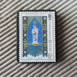 マン島　クリスマス切手ブローチ9132 1枚目の画像