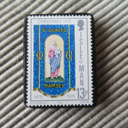 マン島　クリスマス切手ブローチ9135 1枚目の画像