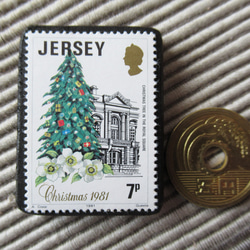ジャージー島　クリスマス切手ブローチ9136 3枚目の画像