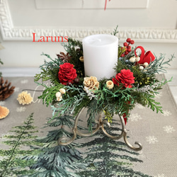 キャンドルスタンド　スギとヒノキのクリスマス木の実達のクリスマススタンド　ギフトにも　キャンドル付き 5枚目の画像