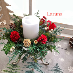 キャンドルスタンド　スギとヒノキのクリスマス木の実達のクリスマススタンド　ギフトにも　キャンドル付き 2枚目の画像