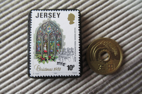 ジャージー島　クリスマス切手ブローチ9137 3枚目の画像