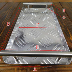 アルミ縞板 持ち手付き 薄型トレイ ロートレイ 2枚目の画像