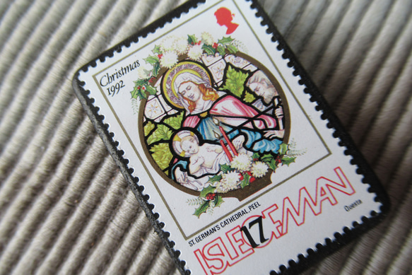 マン島　クリスマス切手ブローチ9139 2枚目の画像