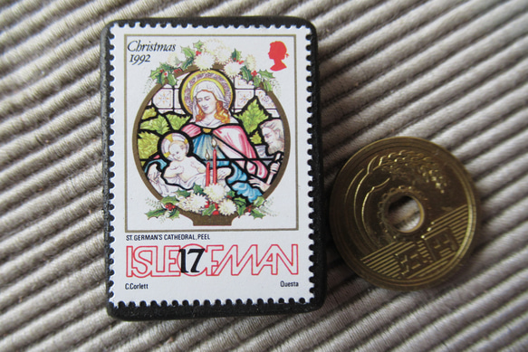 マン島　クリスマス切手ブローチ9139 3枚目の画像