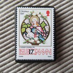 マン島　クリスマス切手ブローチ9139 1枚目の画像