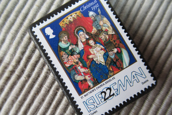 マン島　クリスマス切手ブローチ9140 2枚目の画像