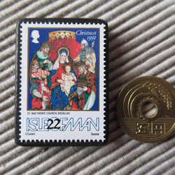 マン島　クリスマス切手ブローチ9140 3枚目の画像